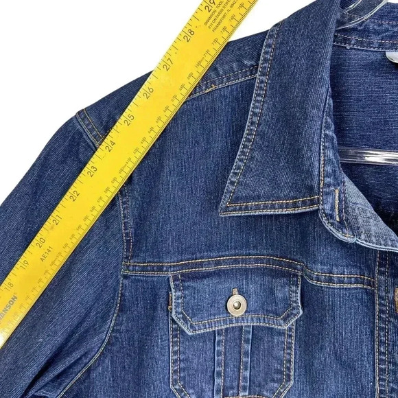 Vintage Erika Womens XL Stretch Fit Denim Jean Jacket Coat  Button Up 4 Pocket - Picture 9 of 16